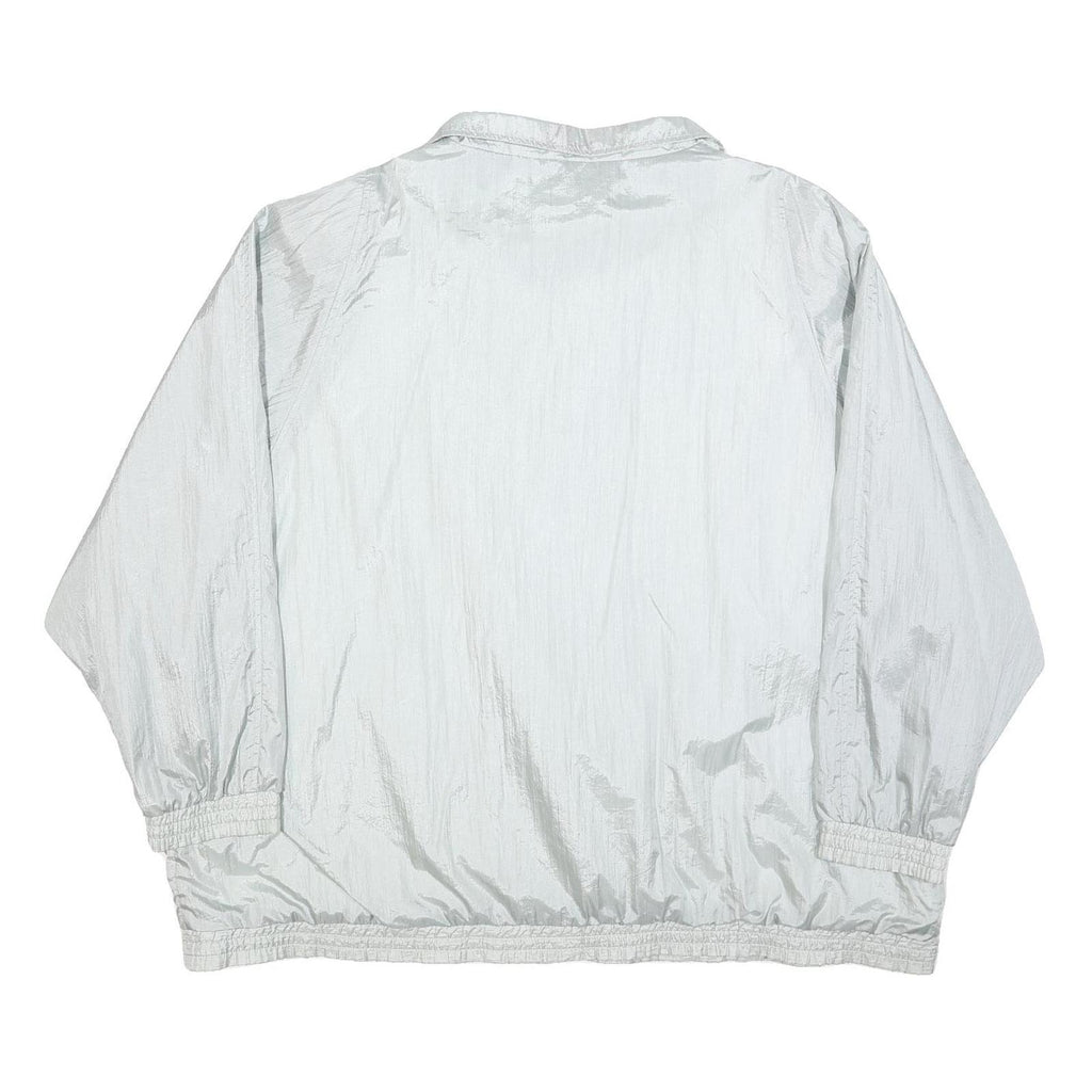 HABAND Womens Silver Nylon Button Jacket 4XL Plain Lightweight Outerwear