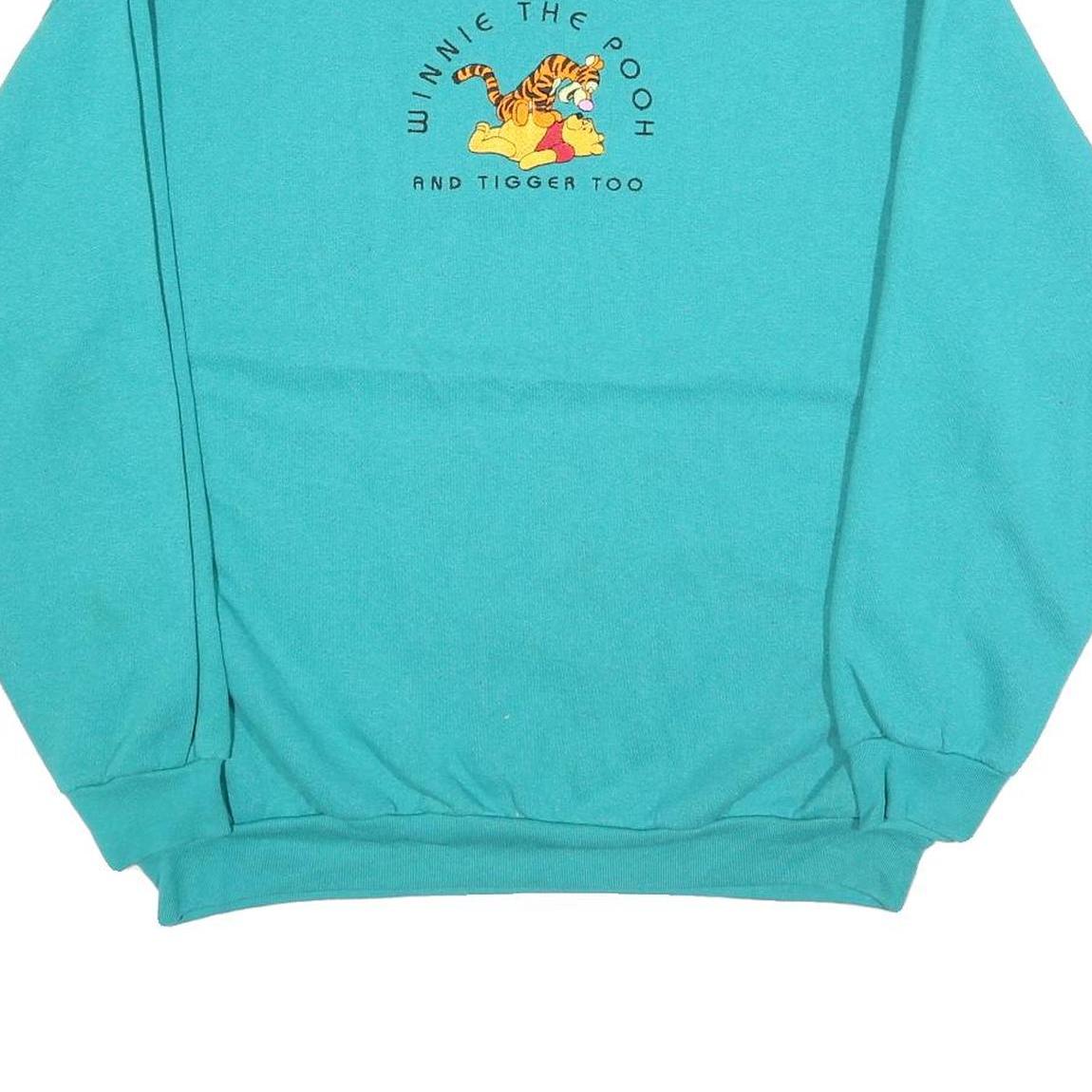 DISNEY Womens Turquoise Winnie The Pooh And Tigger Crew Neck XL Cotton