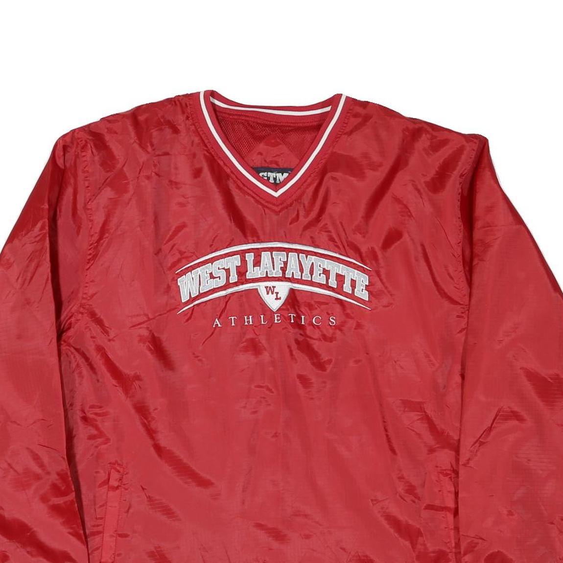 CTM SPORTSWEAR Mens Red West Lafayette Athletics V-Neck XL Nylon Sweatshirt