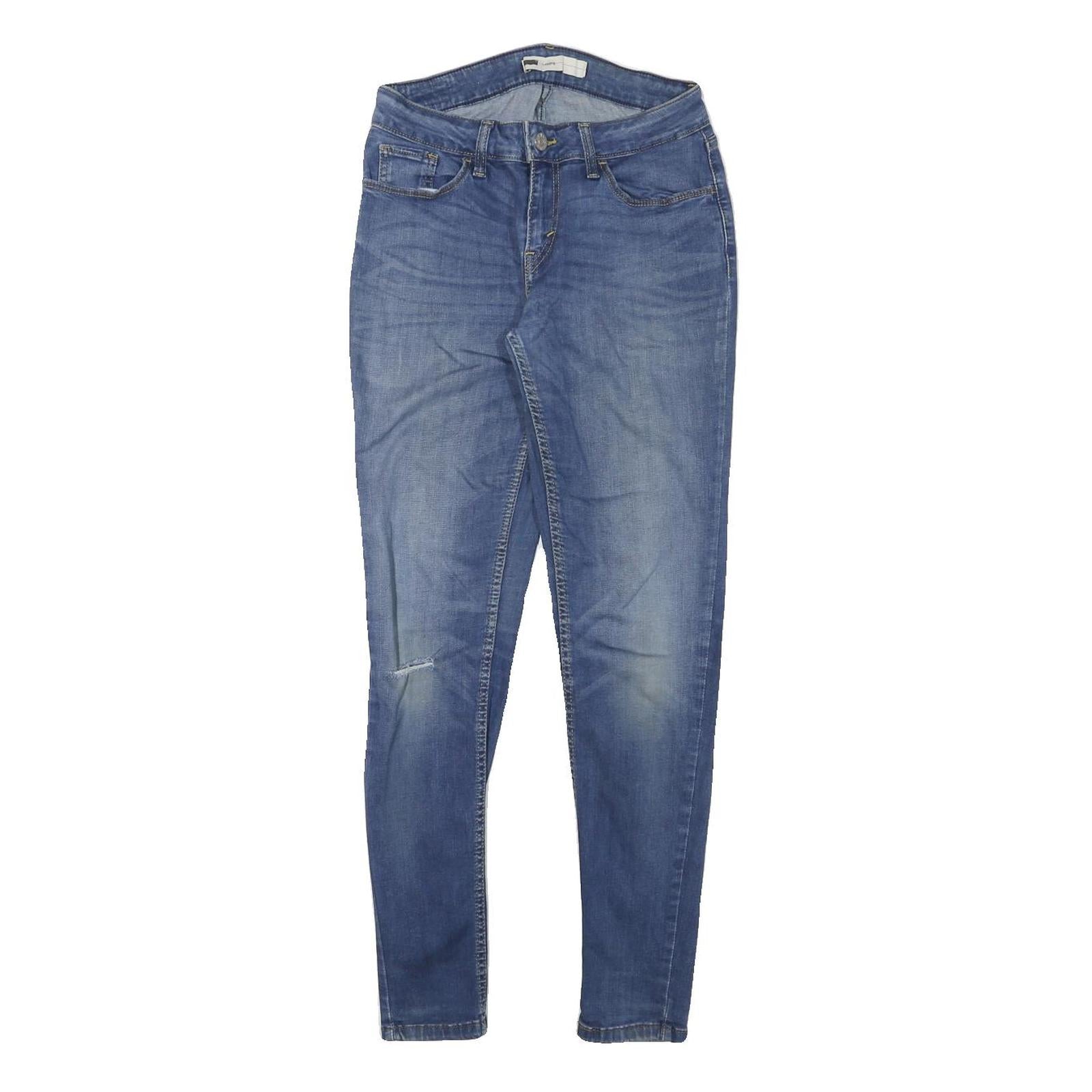 LEVI'S Womens Slim Blue Denim Medium Wash Slim Jeans W26 L27 Faded Skinny Zip