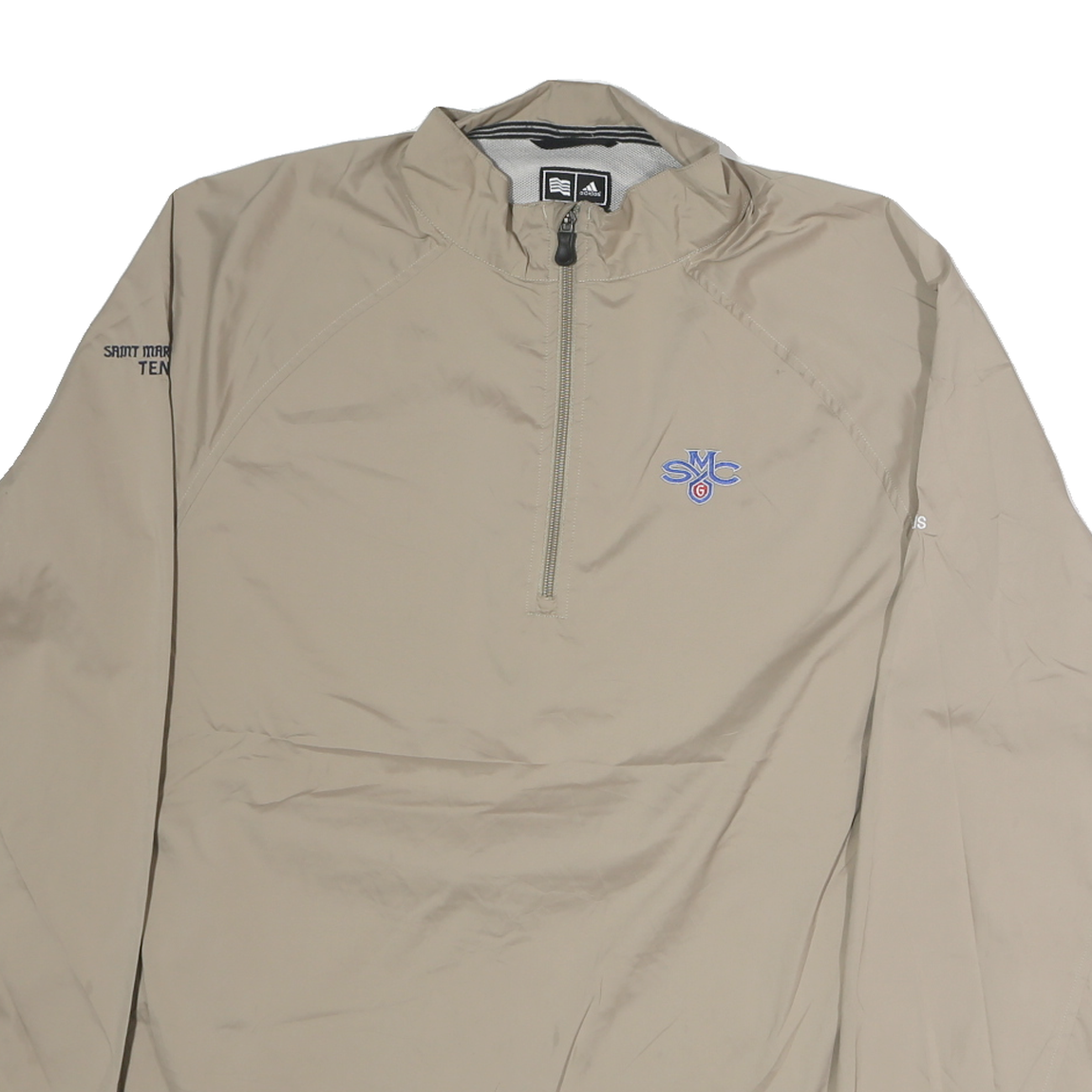 ADIDAS Mens Beige Saint Marys College Tennis Jacket XL Polyester Zip Plain