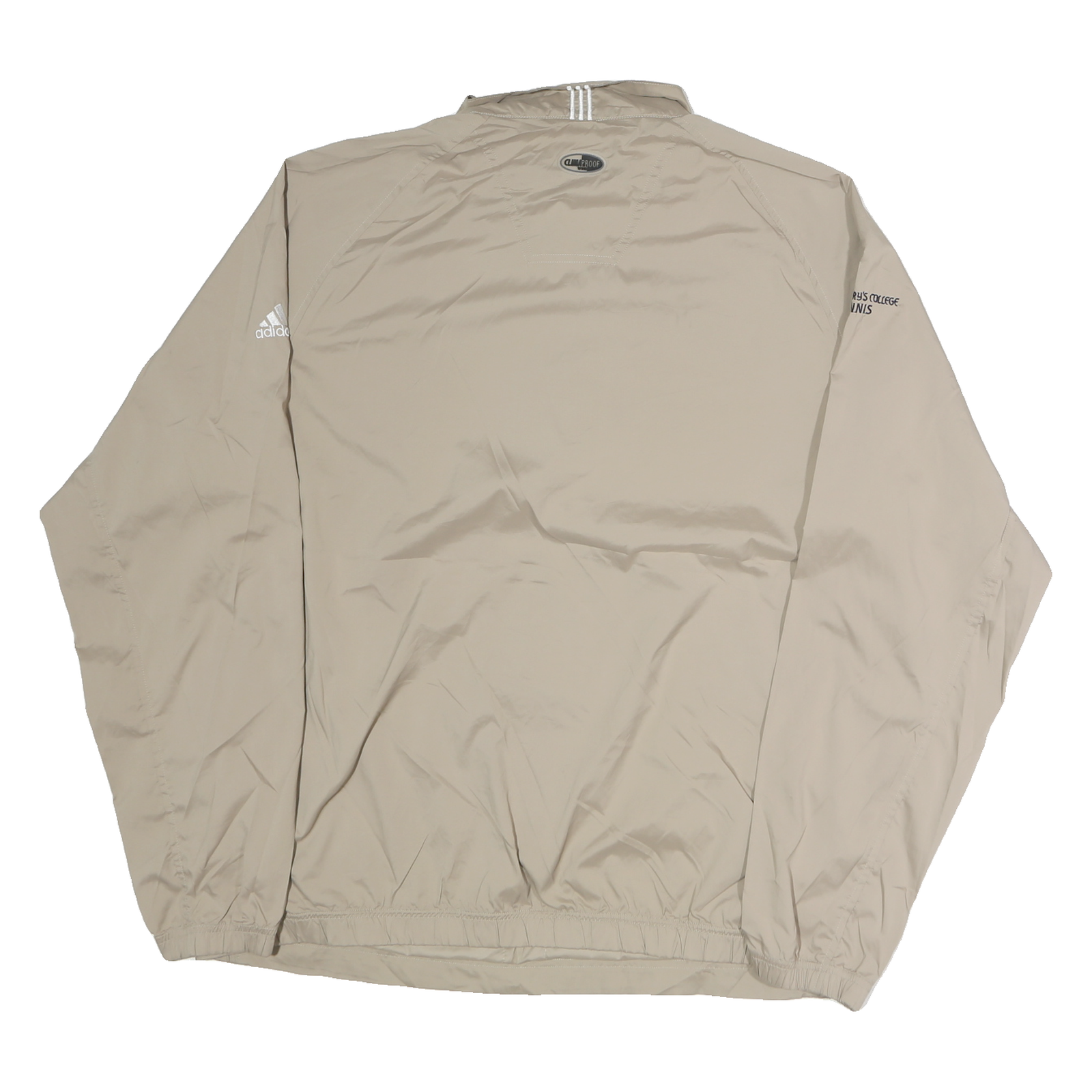 ADIDAS Mens Beige Saint Marys College Tennis Jacket XL Polyester Zip Plain