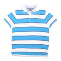 TOMMY HILFIGER Mens Blue & White Striped Short Sleeve Polo Shirt S Cotton Blend