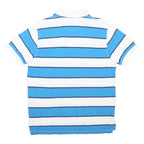 TOMMY HILFIGER Mens Blue & White Striped Short Sleeve Polo Shirt S Cotton Blend