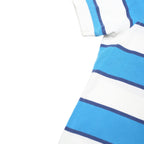 TOMMY HILFIGER Mens Blue & White Striped Short Sleeve Polo Shirt S Cotton Blend
