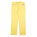 MUNSING WEAR Womens Regular Fit Yellow Cotton Blend Trousers W30 L30 Zip Pocket