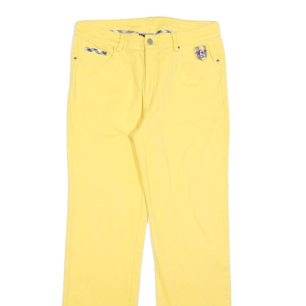 MUNSING WEAR Womens Regular Fit Yellow Cotton Blend Trousers W30 L30 Zip Pocket