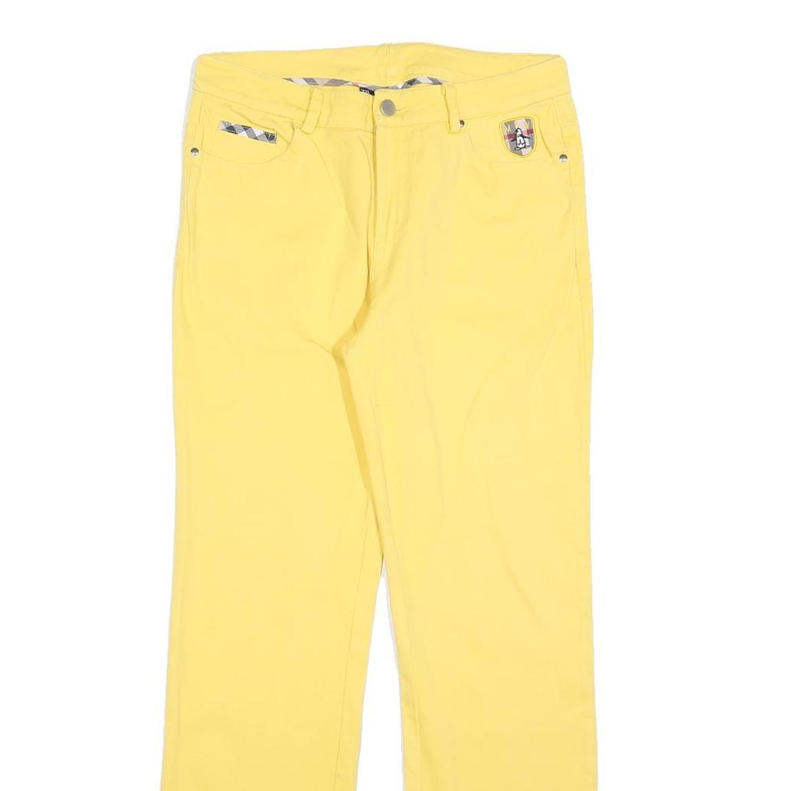 MUNSING WEAR Womens Regular Fit Yellow Cotton Blend Trousers W30 L30 Zip Pocket