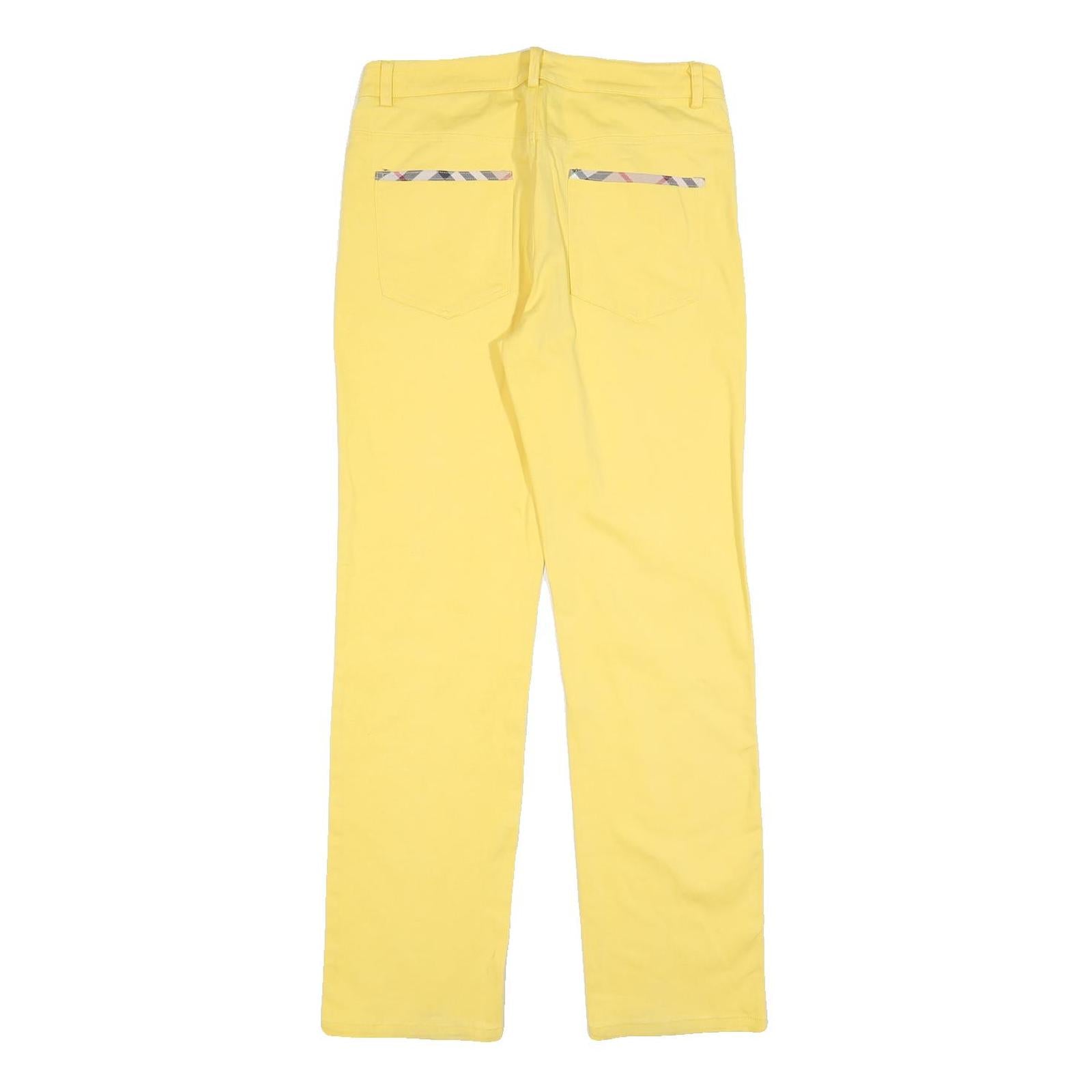 MUNSING WEAR Womens Regular Fit Yellow Cotton Blend Trousers W30 L30 Zip Pocket