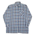Mens Blue Grey Plaid Cotton Shirt XL Button Down Long Sleeve Casual Checked