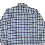 Mens Blue Grey Plaid Cotton Shirt XL Button Down Long Sleeve Casual Checked