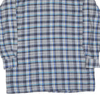 Mens Blue Grey Plaid Cotton Shirt XL Button Down Long Sleeve Casual Checked