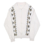 PLANTIER Mens White Cotton Patterned Zip Up Jumper M Casual Comfort Design