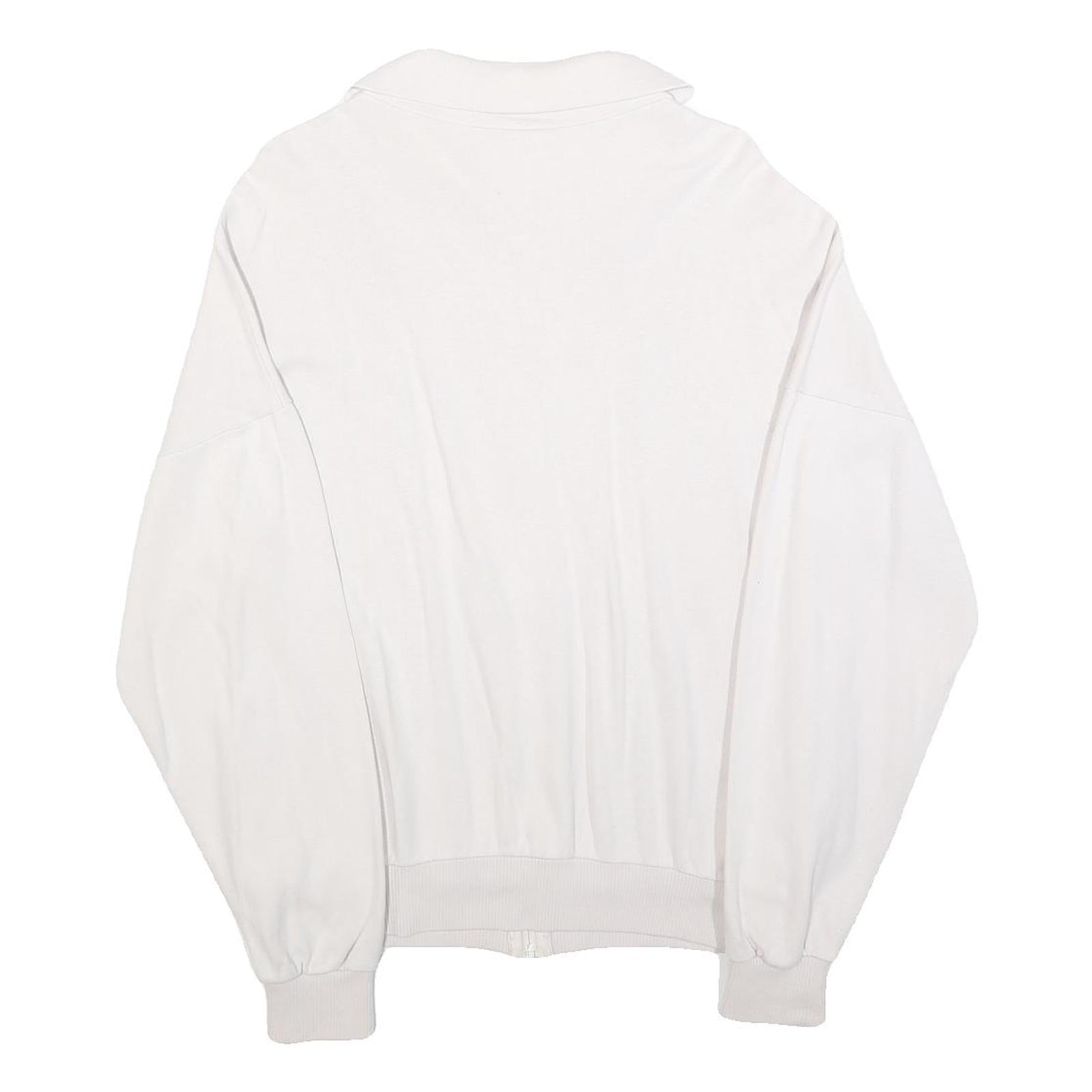 PLANTIER Mens White Cotton Patterned Zip Up Jumper M Casual Comfort Design