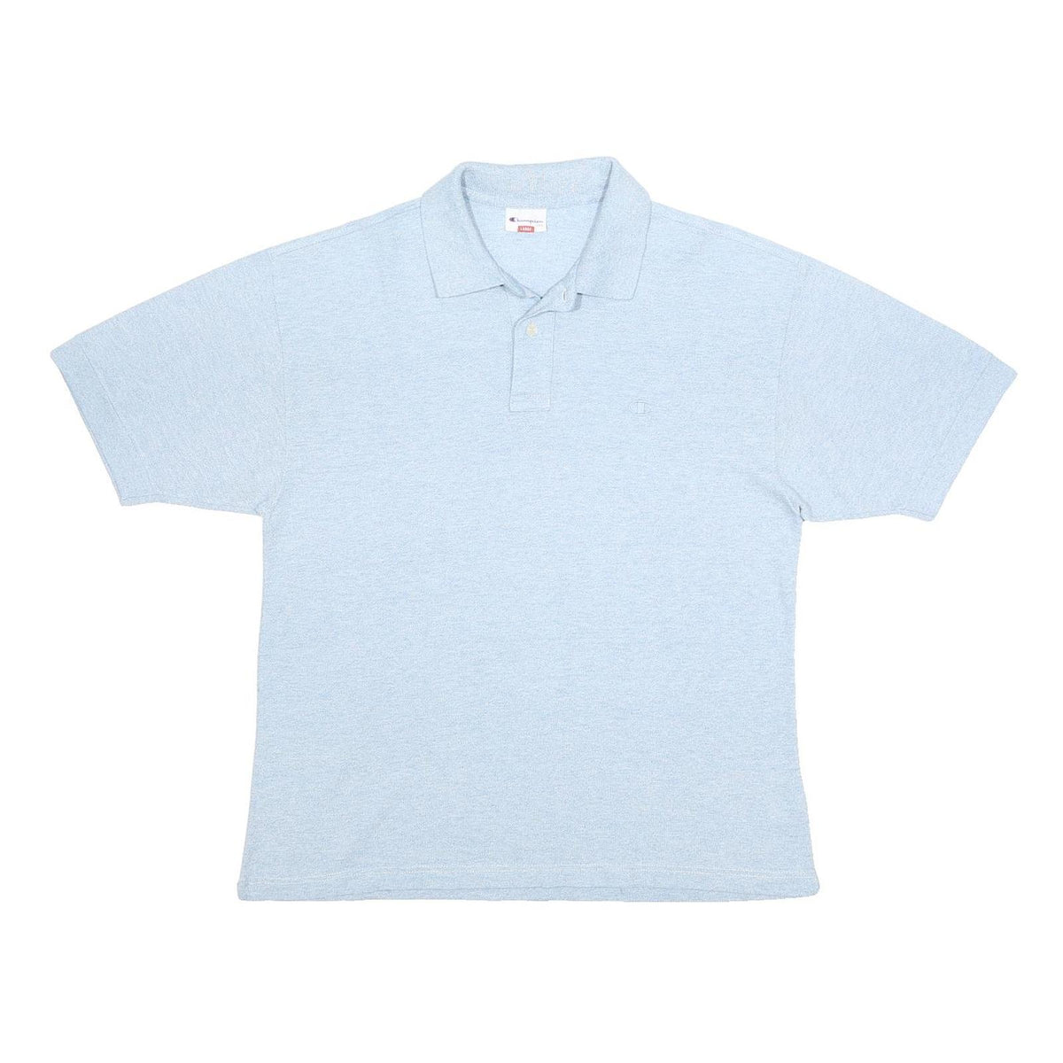 CHAMPION Mens Blue Polo Shirt L Cotton Blend Short Sleeve Plain Casual