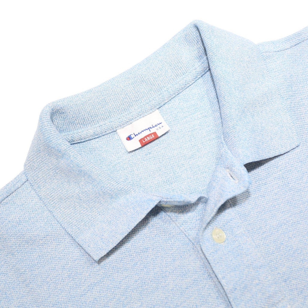 CHAMPION Mens Blue Polo Shirt L Cotton Blend Short Sleeve Plain Casual