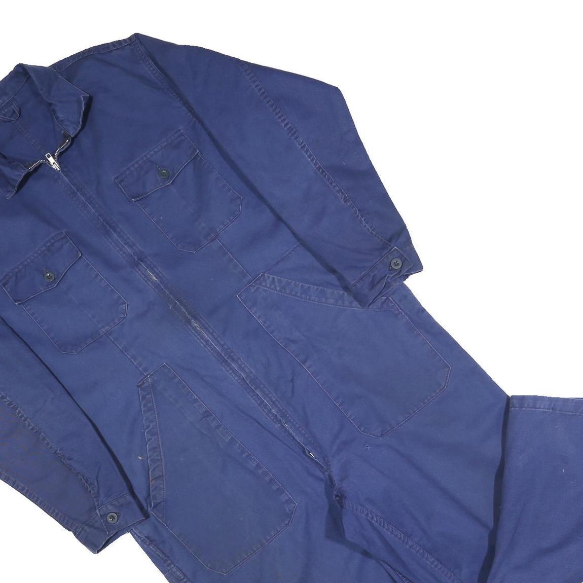 Mens Blue Cotton Blend Dungarees L W42 L28 Workwear Classic Fit Zip Closure