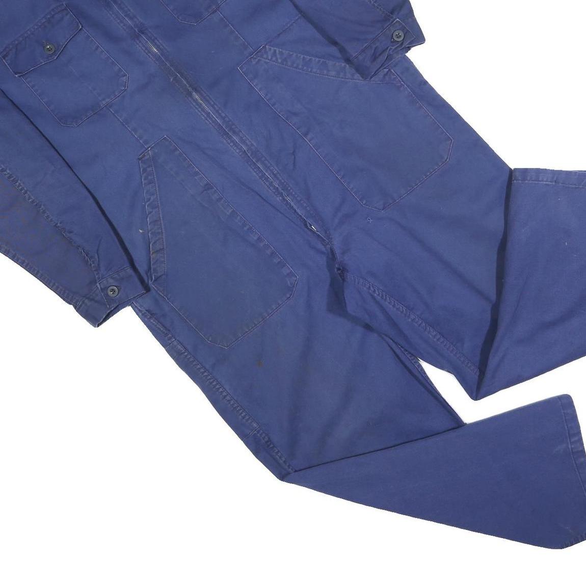 Mens Blue Cotton Blend Dungarees L W42 L28 Workwear Classic Fit Zip Closure