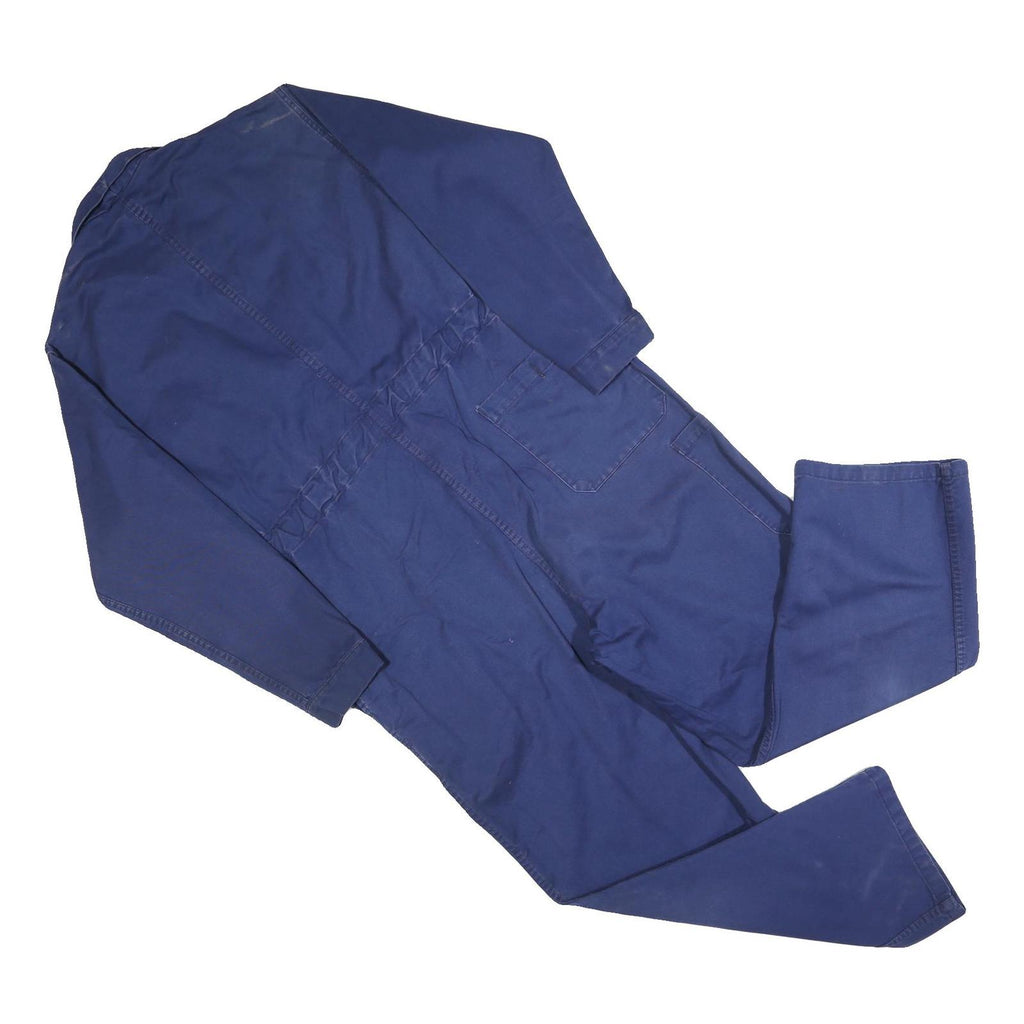 Mens Blue Cotton Blend Dungarees L W42 L28 Workwear Classic Fit Zip Closure