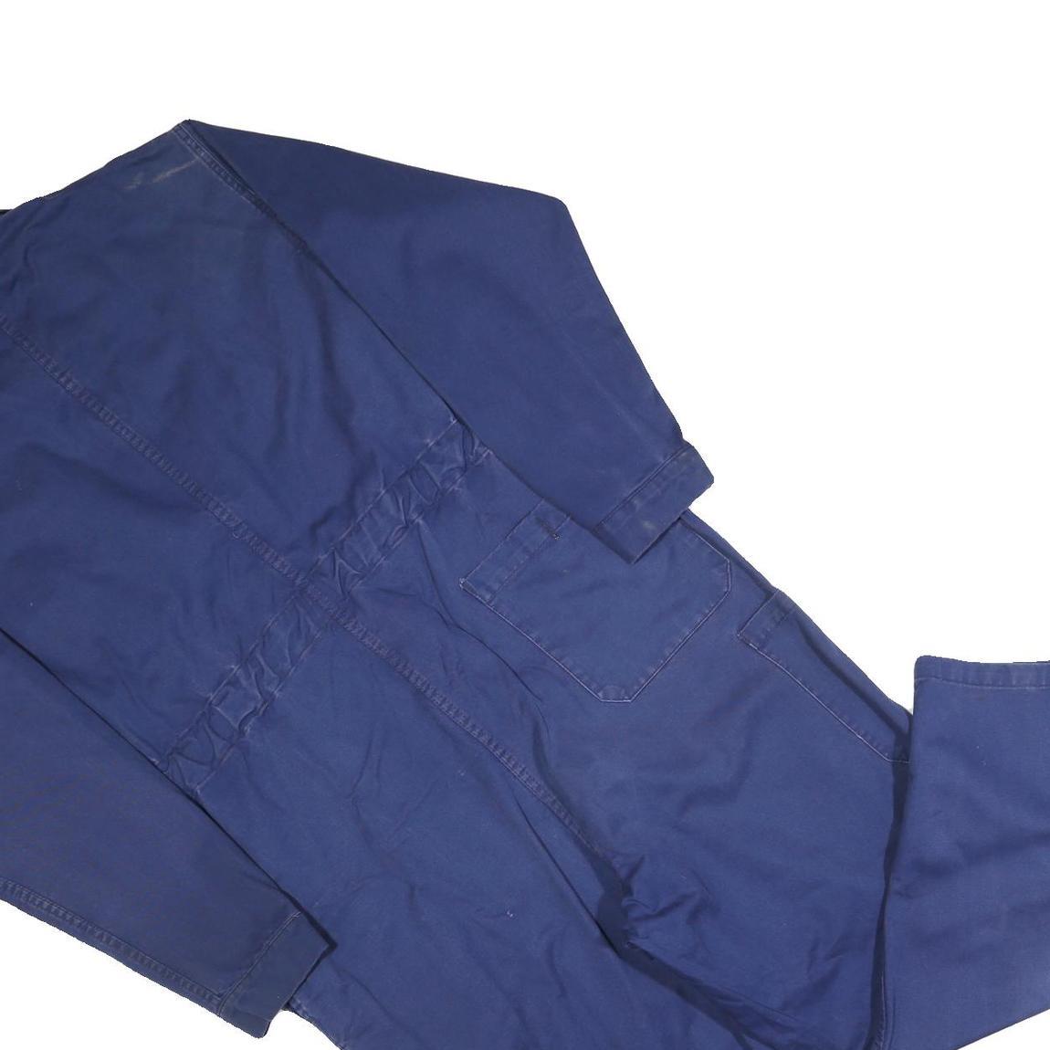 Mens Blue Cotton Blend Dungarees L W42 L28 Workwear Classic Fit Zip Closure