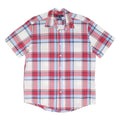 TOMMY HILFIGER Mens Red & Blue Check Shirt M Cotton Blend Casual Short Sleeve