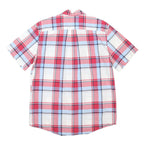 TOMMY HILFIGER Mens Red & Blue Check Shirt M Cotton Blend Casual Short Sleeve