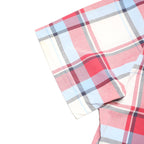 TOMMY HILFIGER Mens Red & Blue Check Shirt M Cotton Blend Casual Short Sleeve