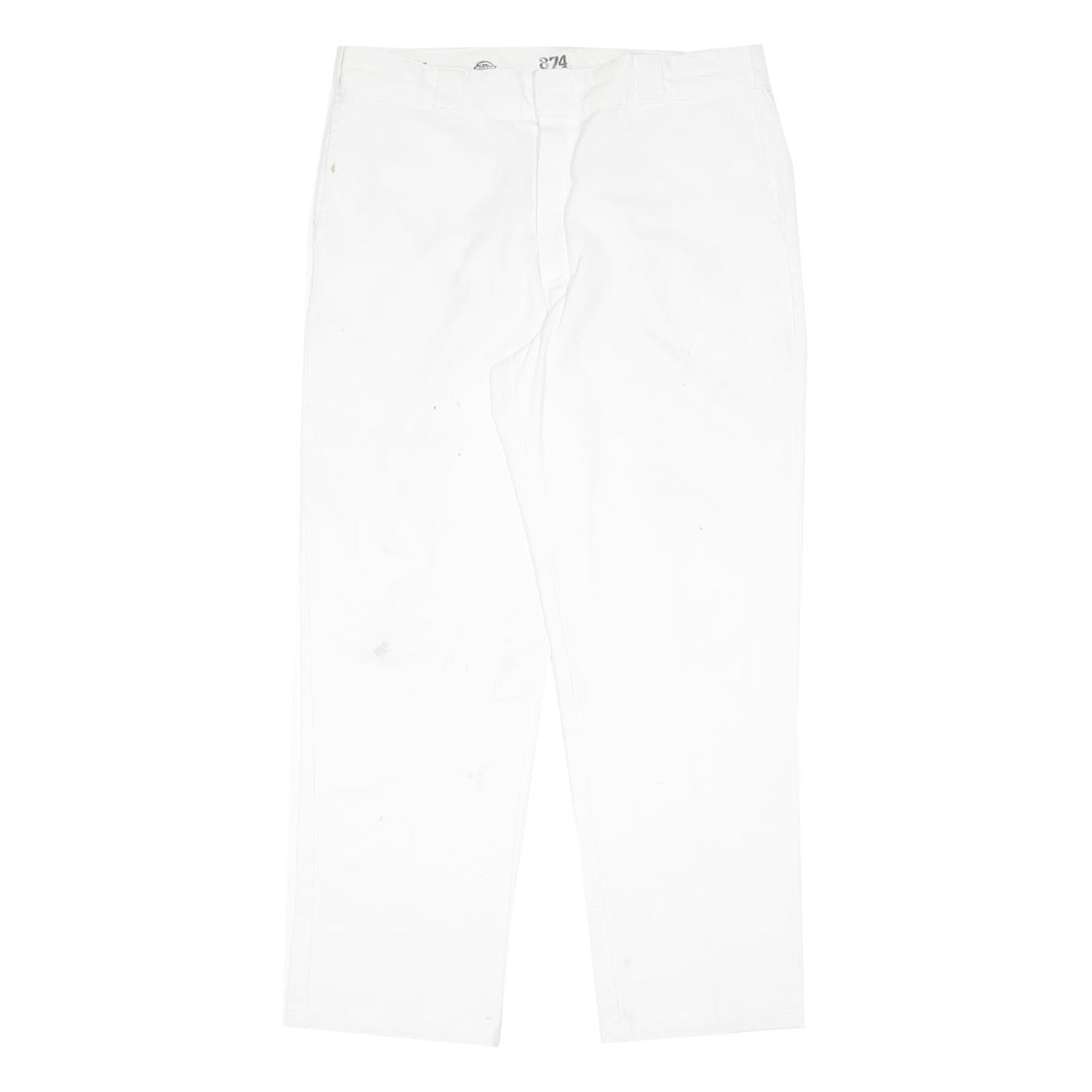 DICKIES Mens Cotton Blend White Regular Fit Straight Leg Trousers W38 L32