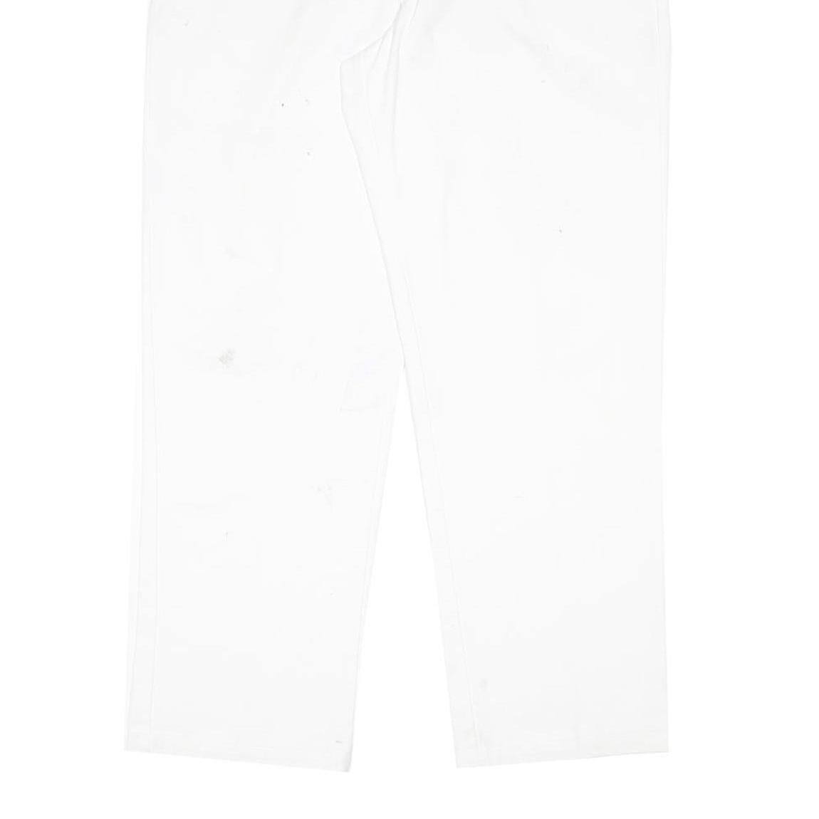 DICKIES Mens Cotton Blend White Regular Fit Straight Leg Trousers W38 L32