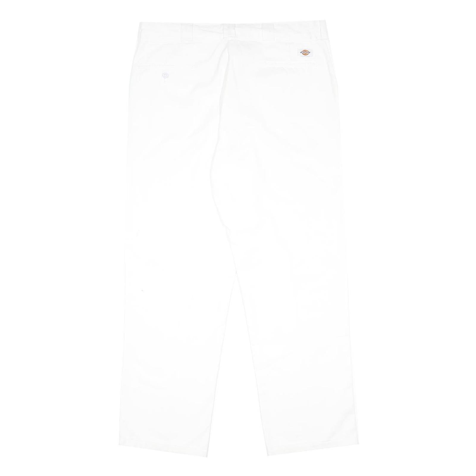 DICKIES Mens Cotton Blend White Regular Fit Straight Leg Trousers W38 L32