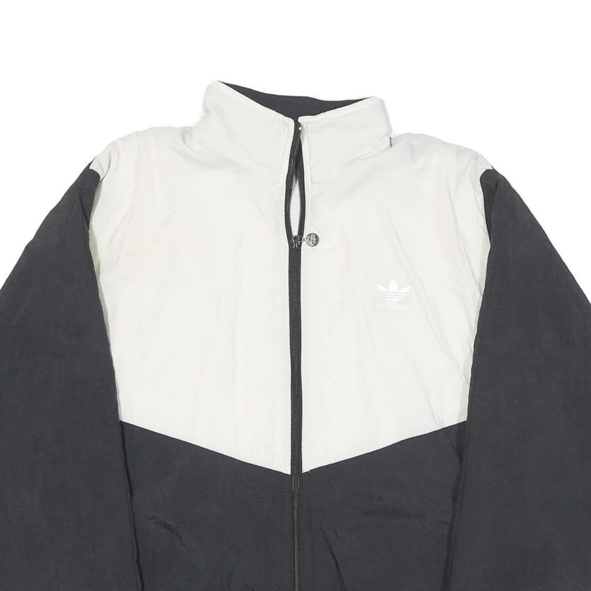 ADIDAS Mens Black & White Track Jacket M Nylon Plain Zip Casual Sportswear