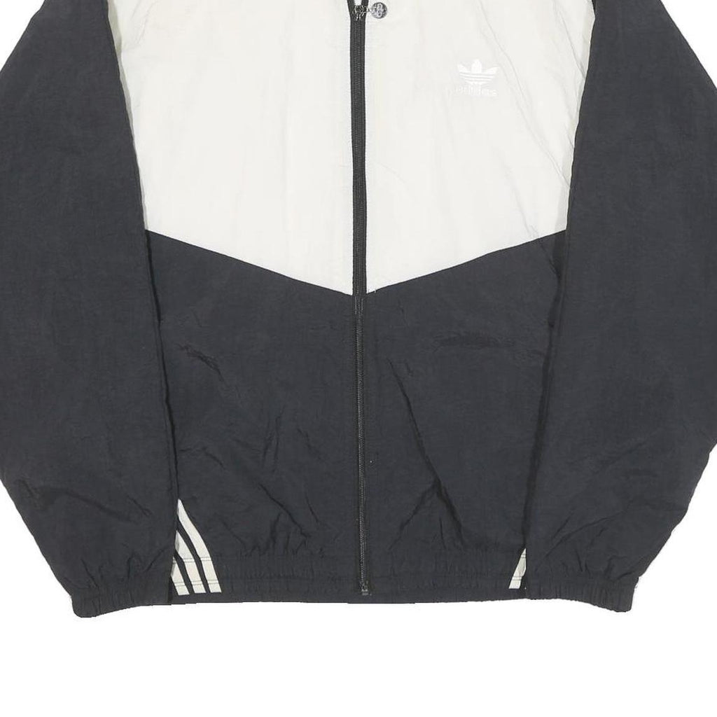 ADIDAS Mens Black & White Track Jacket M Nylon Plain Zip Casual Sportswear