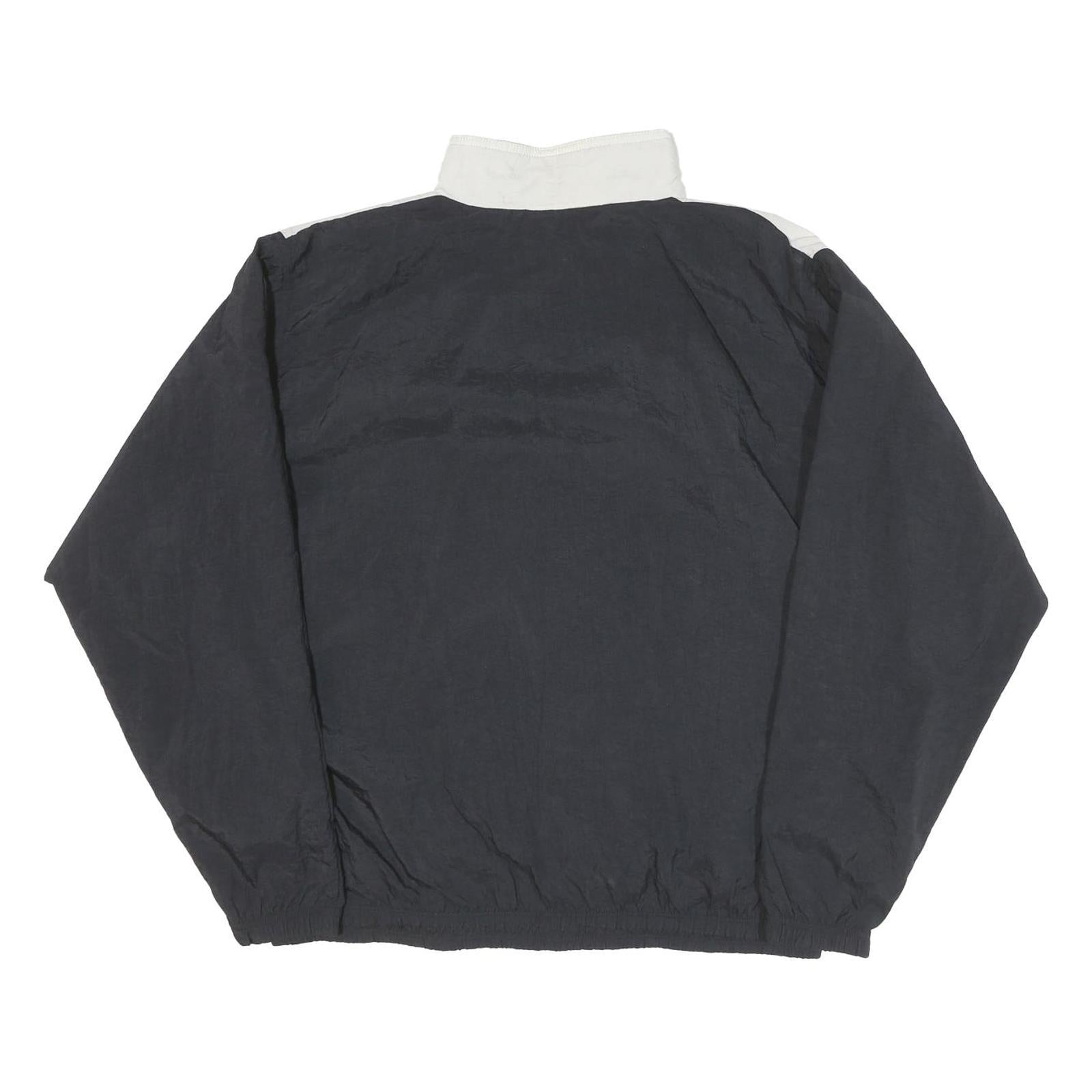 ADIDAS Mens Black & White Track Jacket M Nylon Plain Zip Casual Sportswear