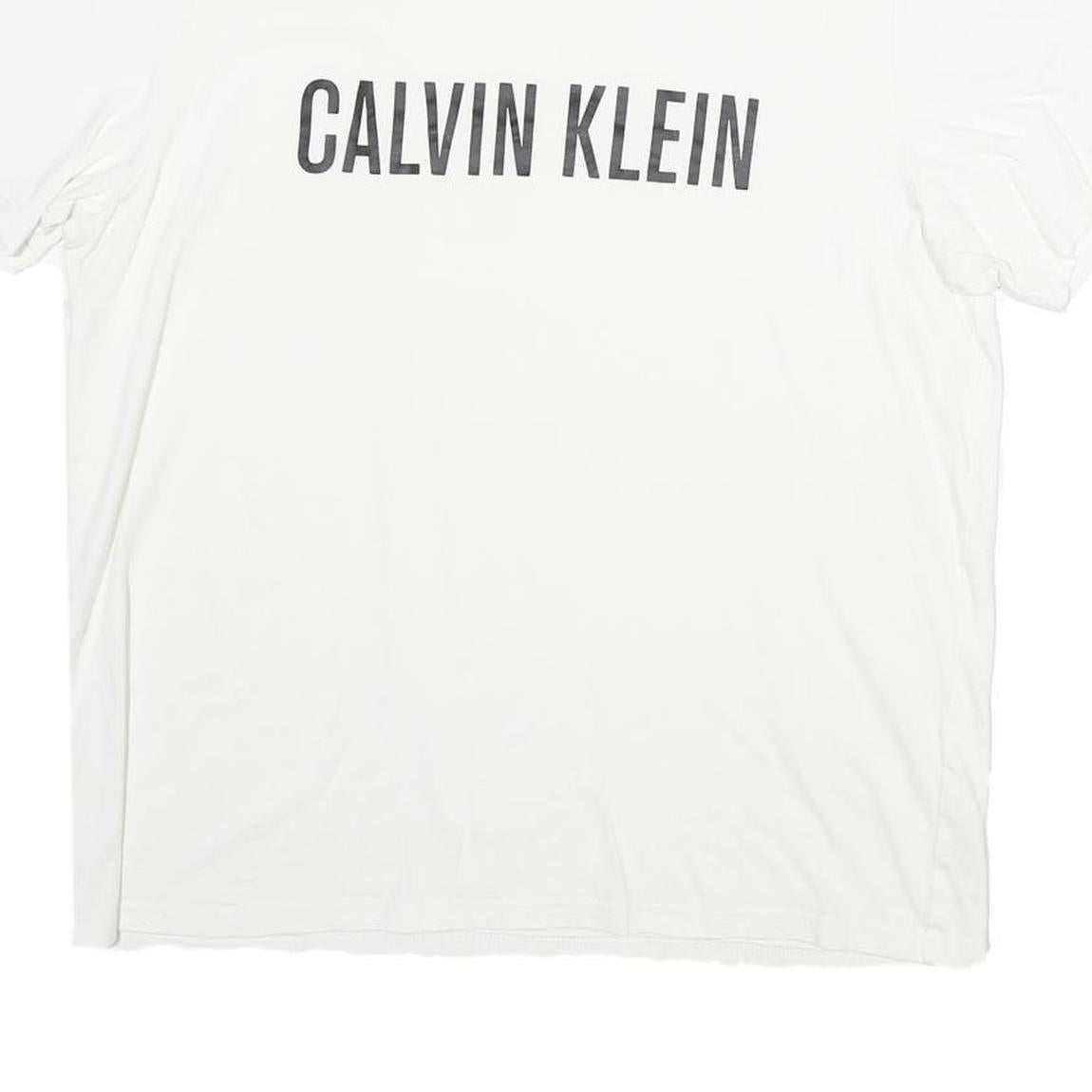 CALVIN KLEIN Mens White XL T-Shirt Short Sleeve Crew Neck Logo Print