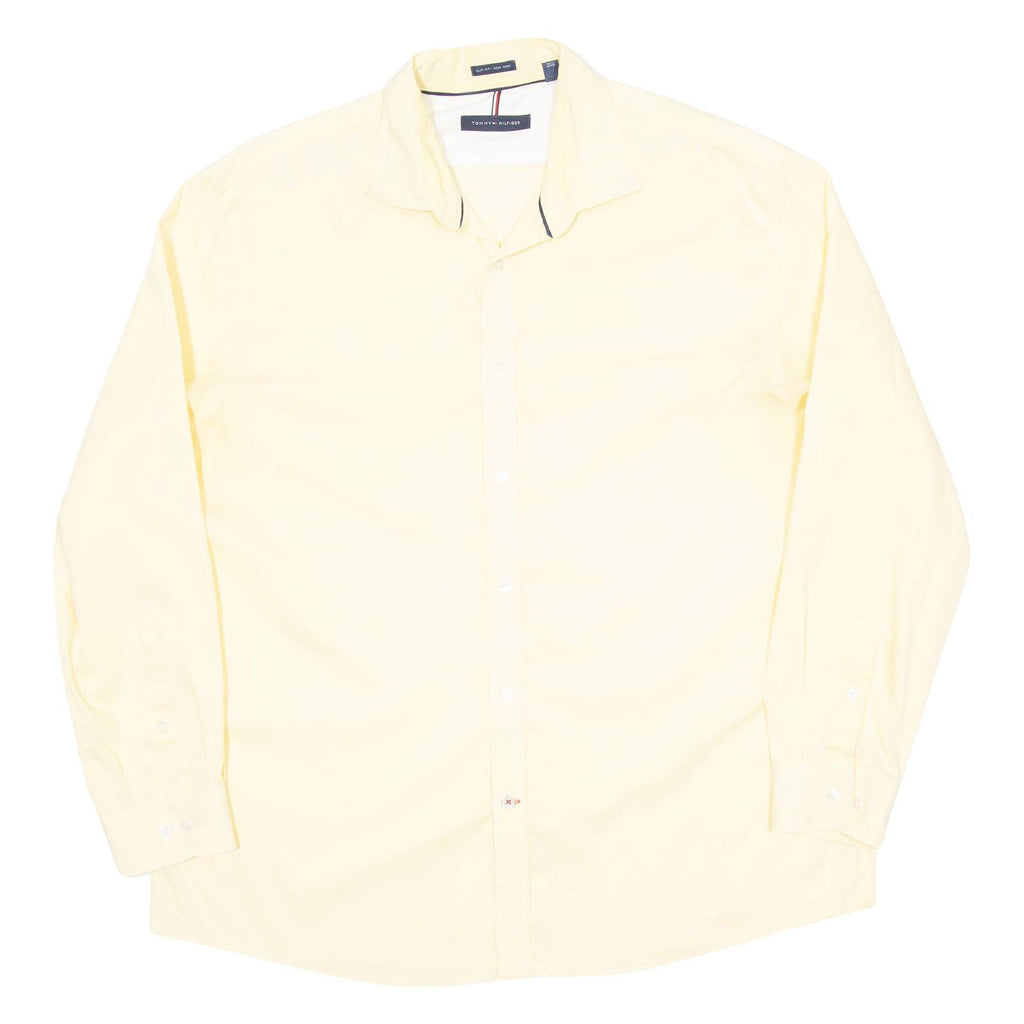 TOMMY HILFIGER Slim Fit Mens Plain Shirt Yellow Long Sleeve XL