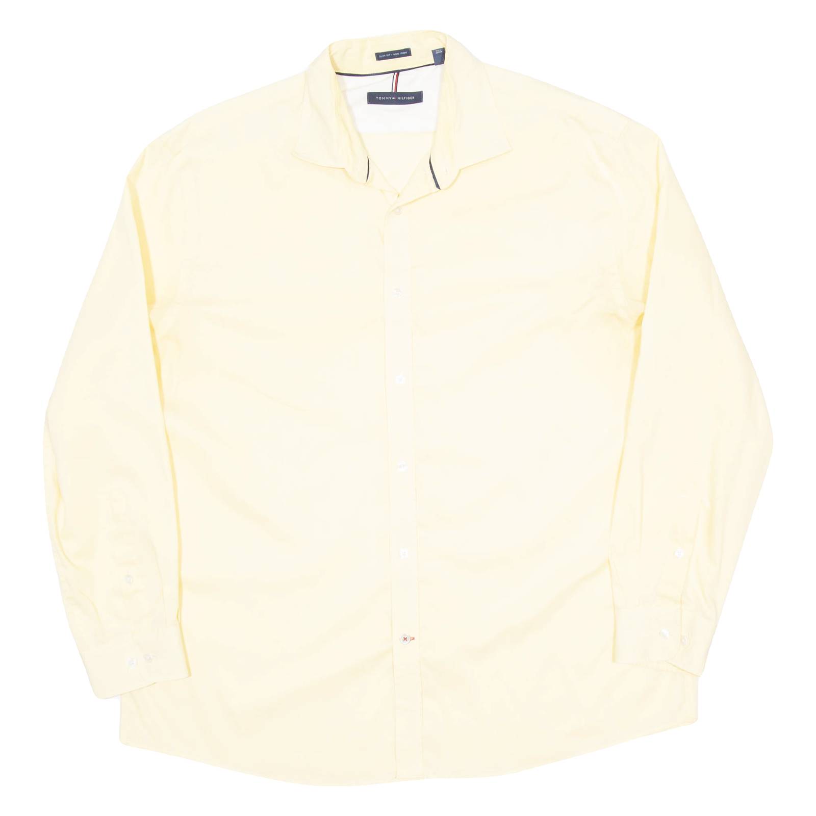 TOMMY HILFIGER Slim Fit Mens Plain Shirt Yellow Long Sleeve XL
