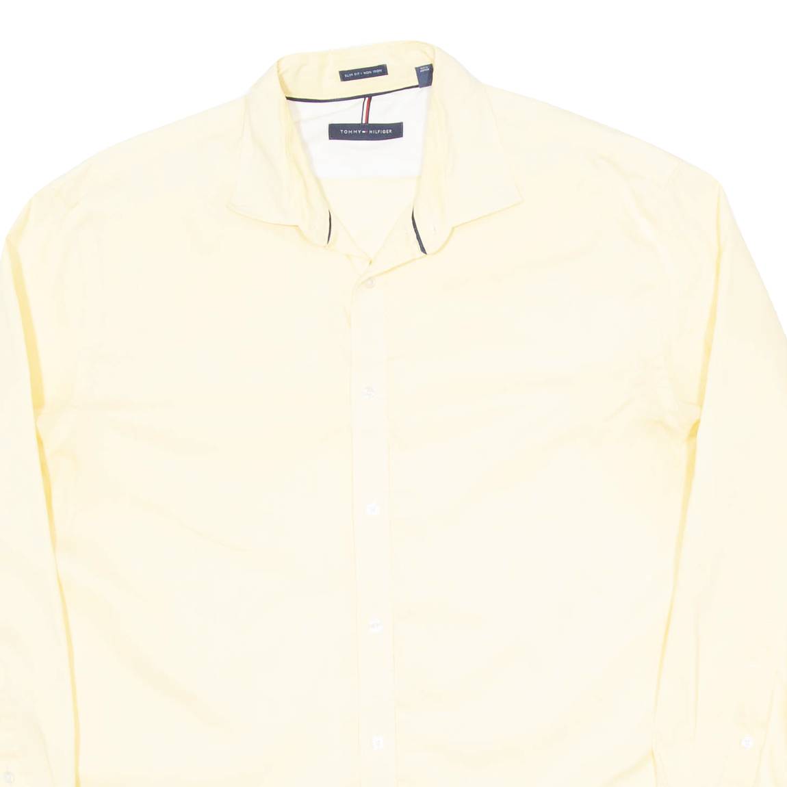 TOMMY HILFIGER Slim Fit Mens Plain Shirt Yellow Long Sleeve XL