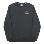 PUMA Mens Black Crew Neck M Cotton Blend Sweatshirt Logo Pullover Casual