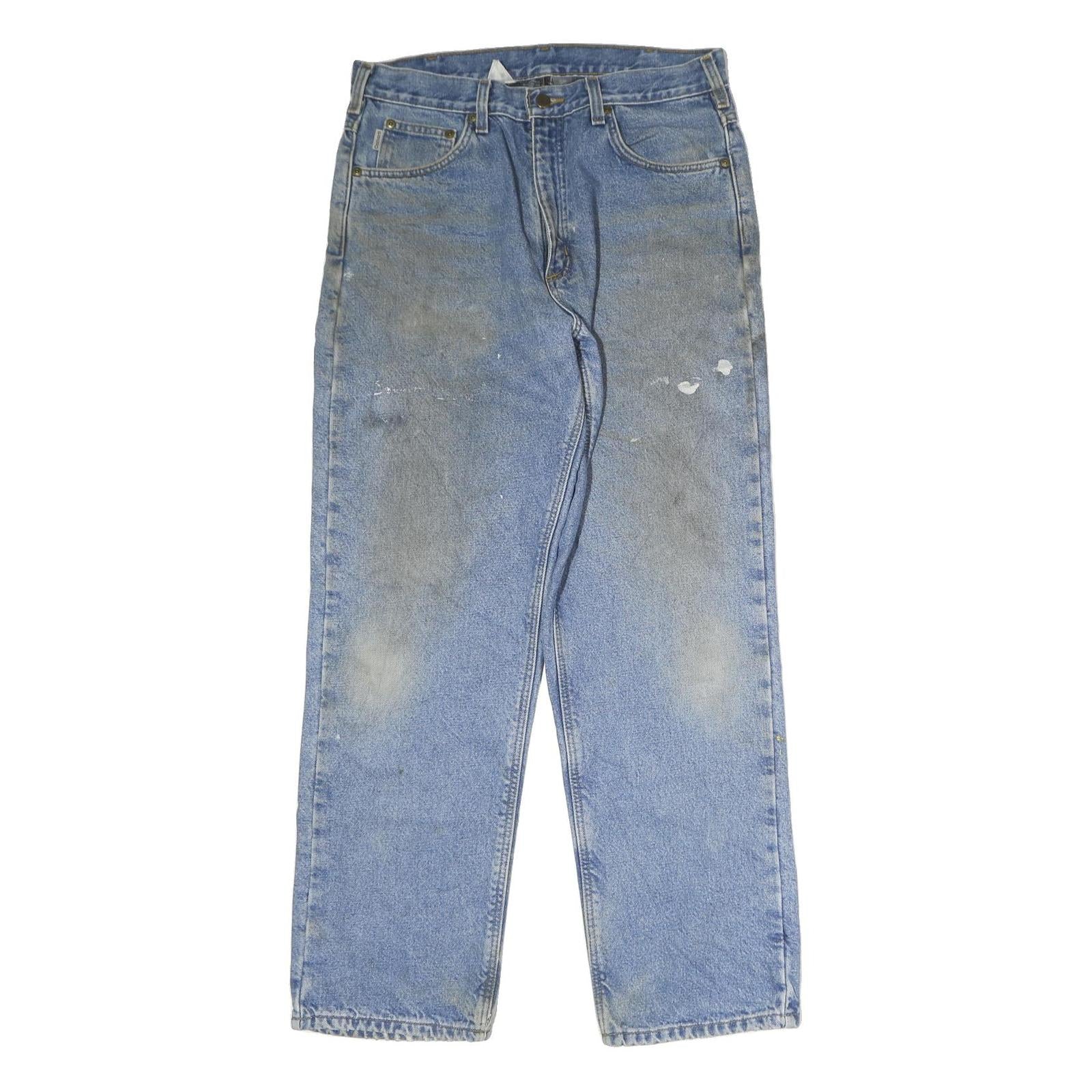 CARHARTT Mens Blue Regular Straight Denim W31 L32 Workwear Zip Closure