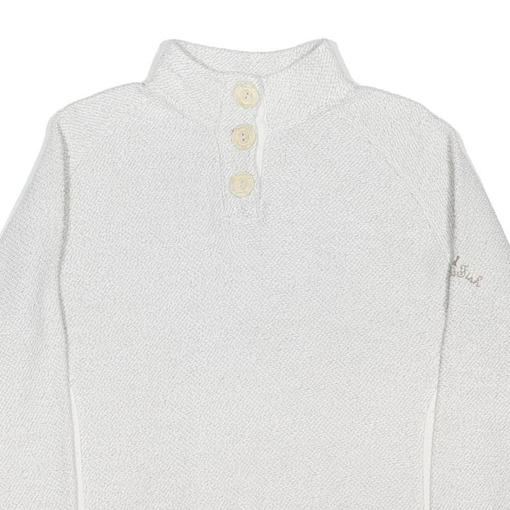 WEIRD FISH Womens White Cotton Blend Plain Pullover Crew Neck Jumper L Soft