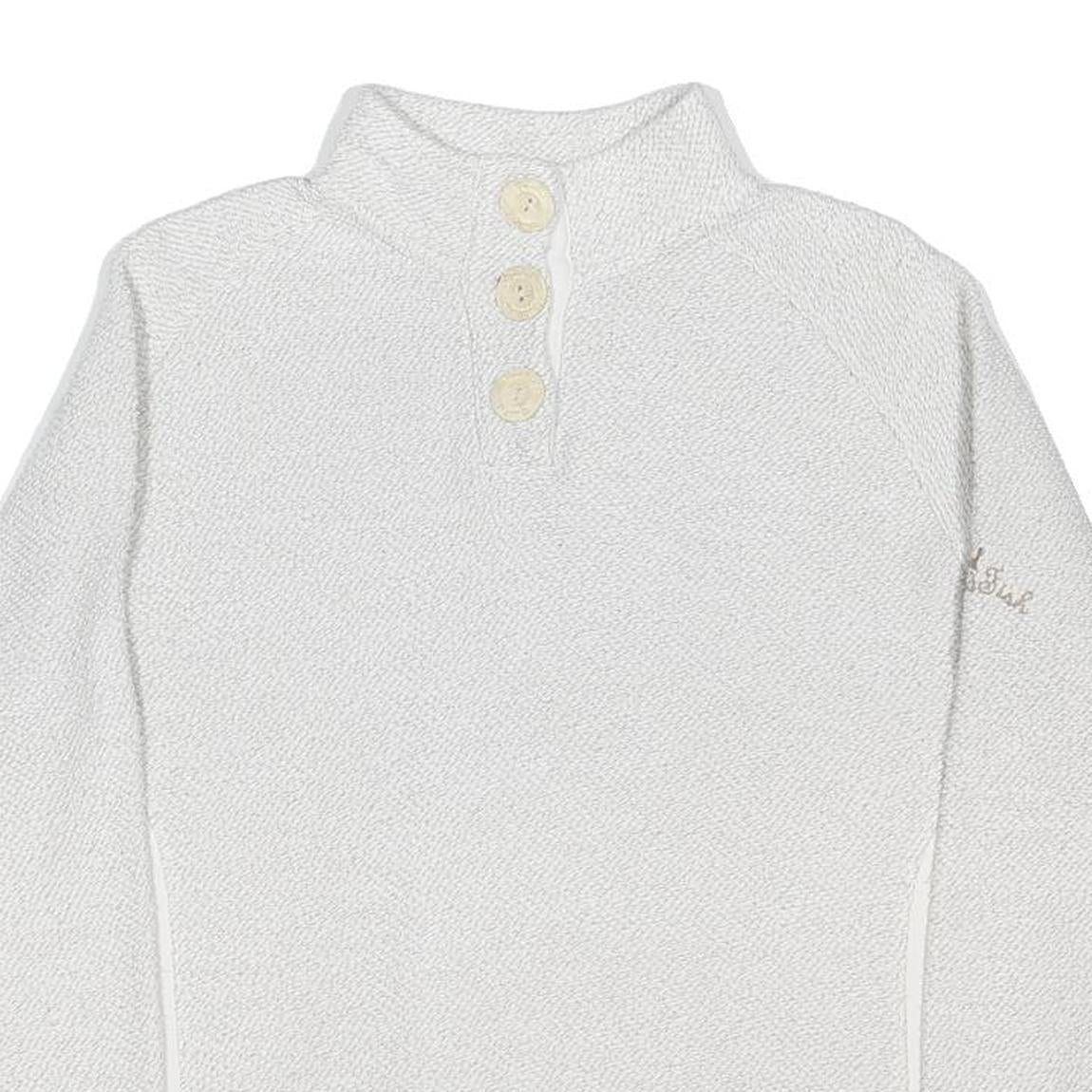 WEIRD FISH Womens White Cotton Blend Plain Pullover Crew Neck Jumper L Soft