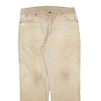 CARHARTT Mens Beige Relaxed Straight Cotton Blend Trousers W38 L30 Workwear Zip