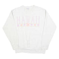 VOULUNTEER Womens White Sweatshirt Hawaii Crew Neck L Pastel Floral Graphic