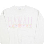 VOULUNTEER Womens White Sweatshirt Hawaii Crew Neck L Pastel Floral Graphic