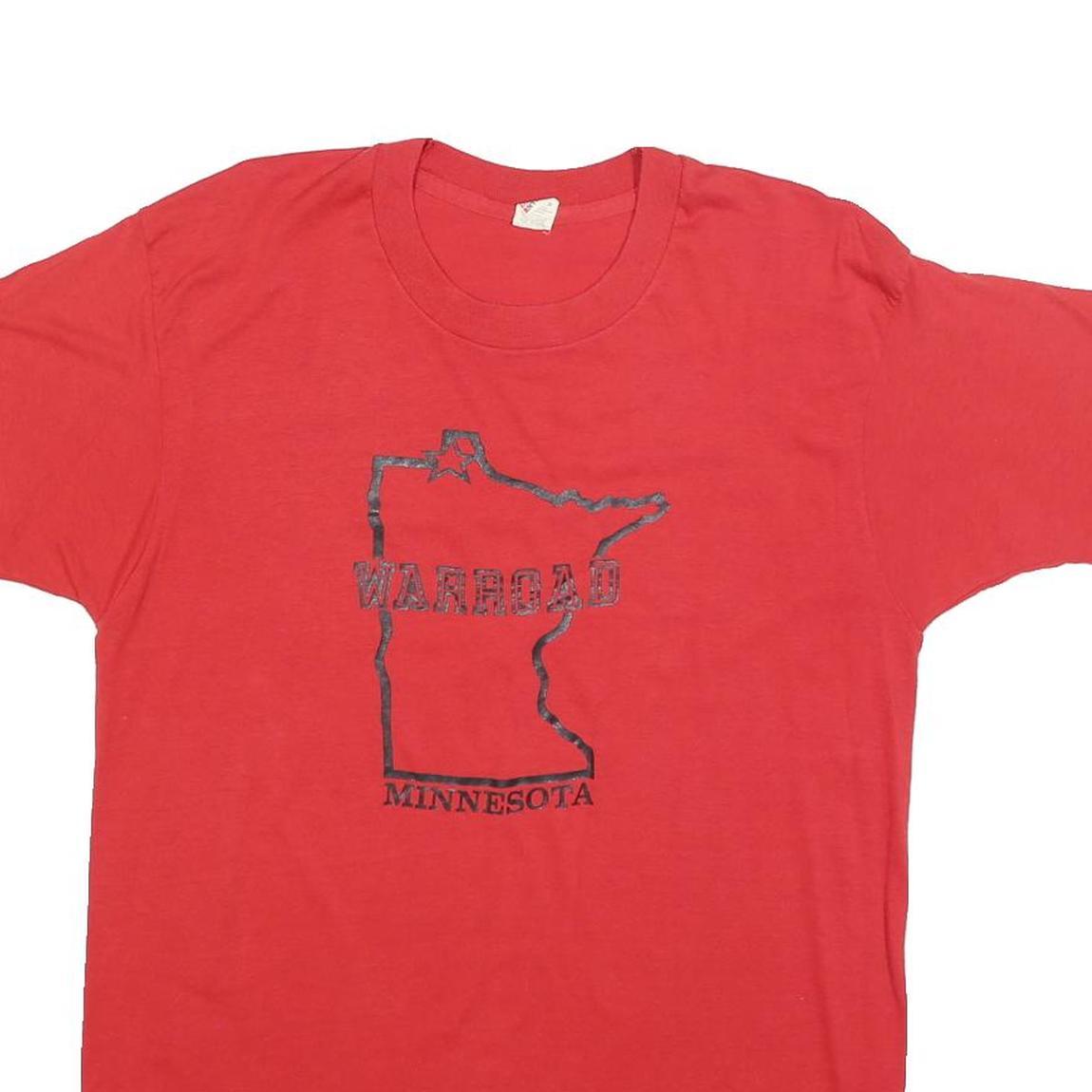 SCREEN STARS Womens Red Graphic T-Shirt XL Short Sleeve Crew Neck Vintage Style