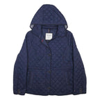 TOMMY HILFIGER Womens Navy Quilted Jacket XL Polyester Zip Hooded Classic