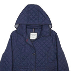 TOMMY HILFIGER Womens Navy Quilted Jacket XL Polyester Zip Hooded Classic