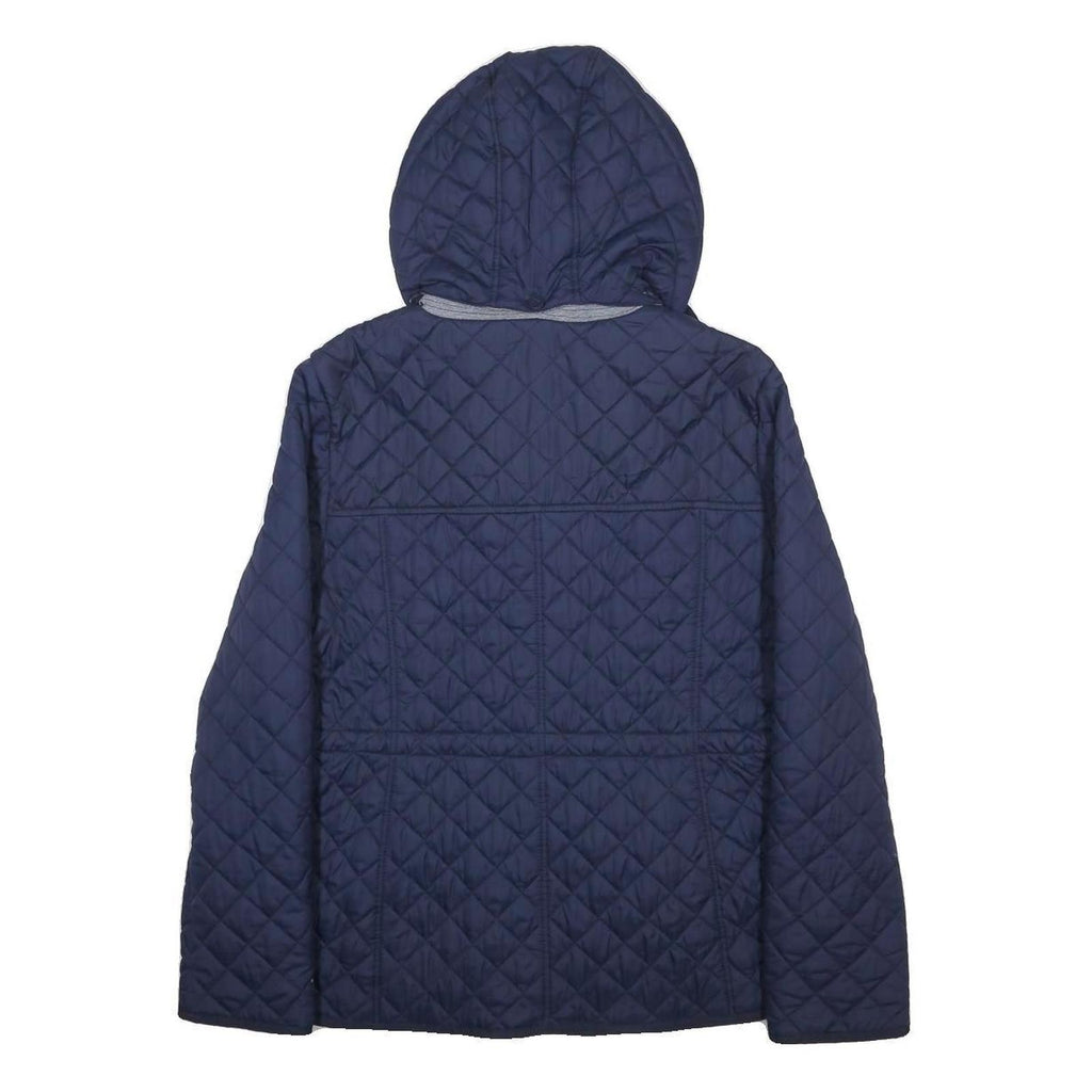TOMMY HILFIGER Womens Navy Quilted Jacket XL Polyester Zip Hooded Classic