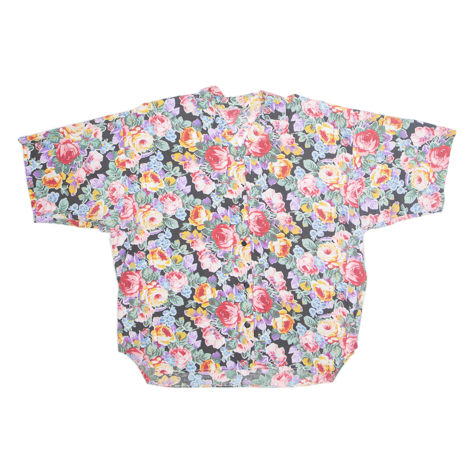 Womens Oversized Shirt Pink Collared Floral XL