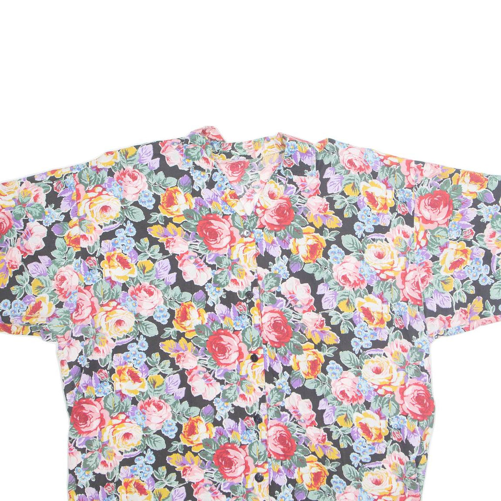 Womens Oversized Shirt Pink Collared Floral XL
